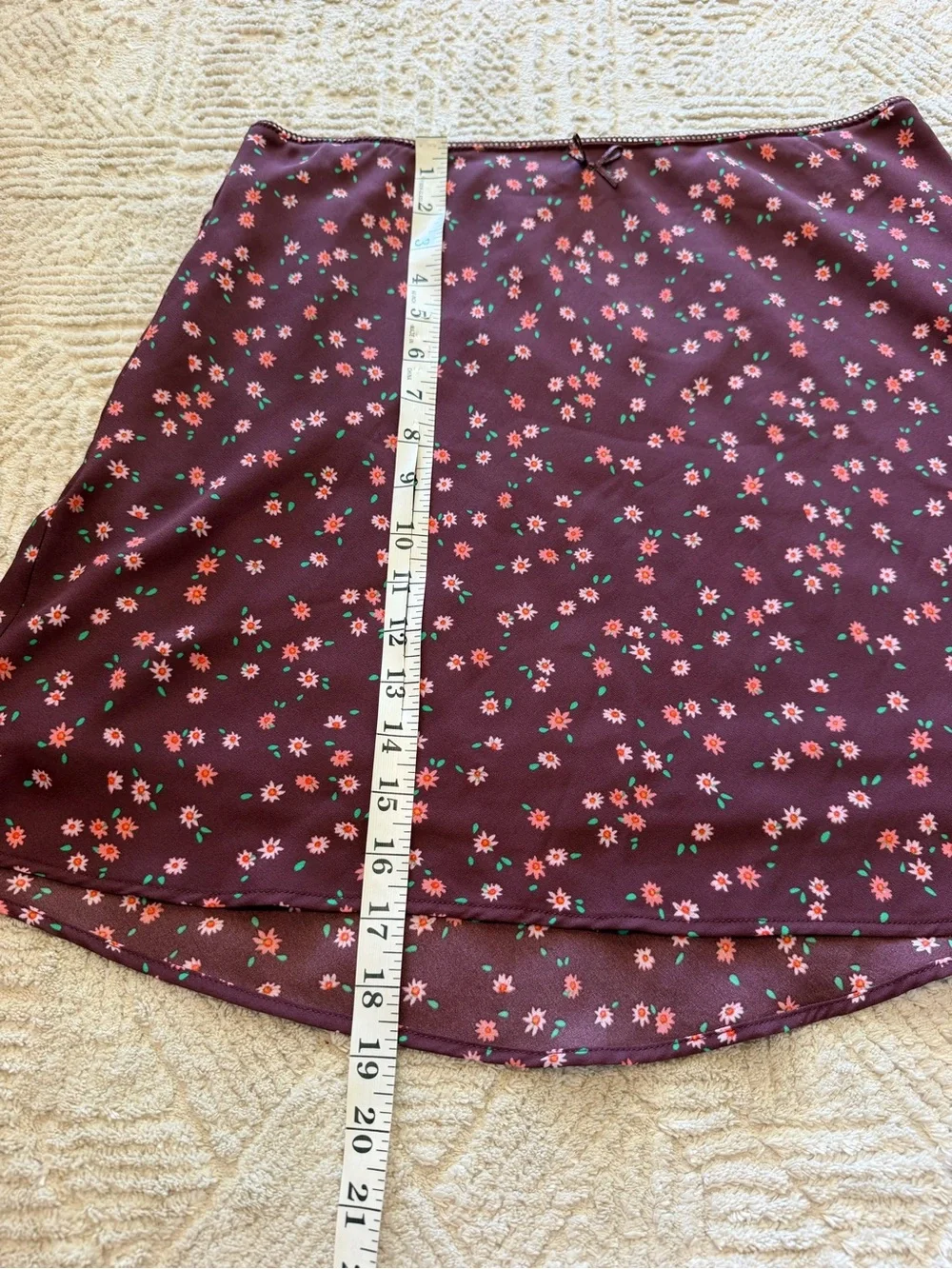 Wild Fable Burgundy Floral Double-Lined Mini Skirt Women’s Size Large - Picture 8 of 10
